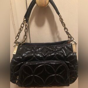 NWT Elegant Eric Javits Black Patent Leather Quilted Handbag